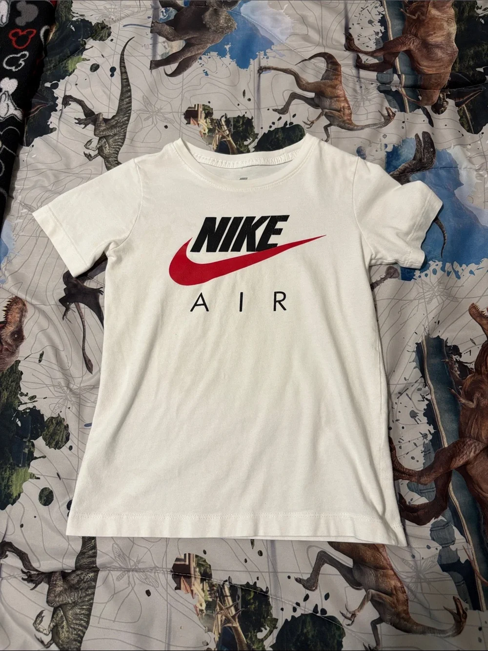 Nike White Tee with Red Swoosh and Black Logo
